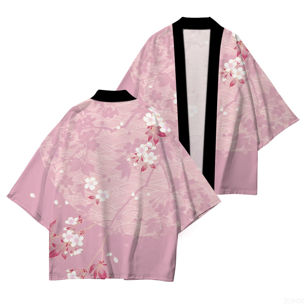 Quality Summer Clothing - 日本の伝統的なドレス日本の着物桜プリントカジュアル快適高品質着物半袖夏のファッション