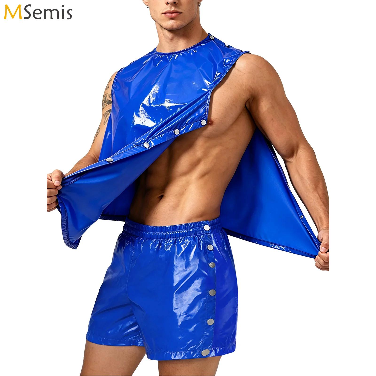 Summer Clothing Men - メンズ特別ニーズ防水汗止めトラックスーツタンクトップセットとサイドボタンボクサーショーツ2ピース衣装アダプティブ服