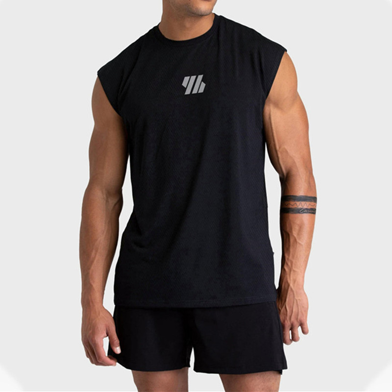 Summer Clothing Men 2025 - 2025年夏新作ジムベスト メンズ ワイドショルダー ノースリーブ スポーツタンクトップ 速乾メッシュ