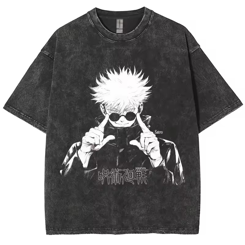Quality Summer Clothing For Women - 2026年新作ホットサマーアニメ呪術廻戦五条悟Tシャツ ウォッシュ加工 メンズ レディースTシャツ 高品質レトロ レディーストップスTシャツ