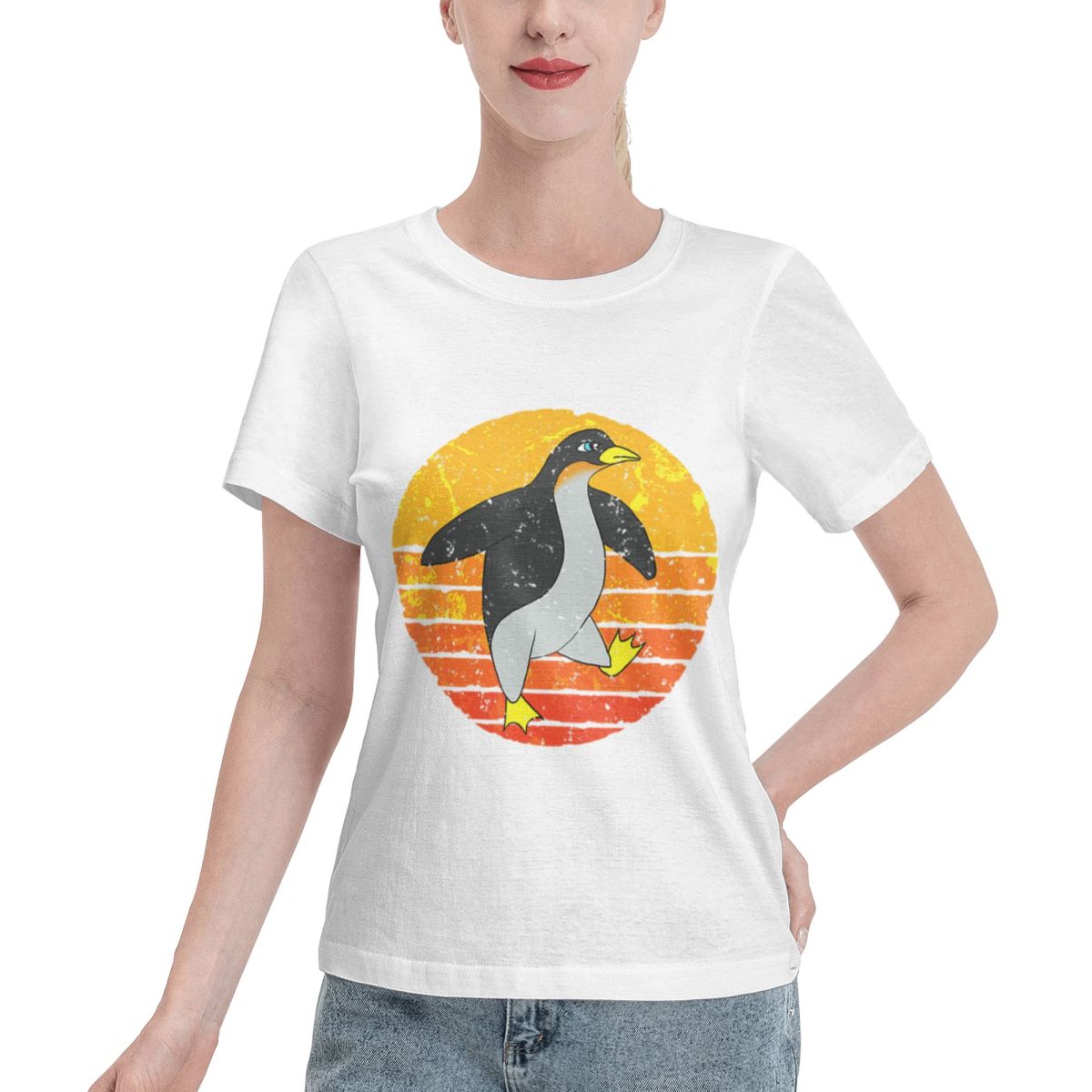 Summer Clothing Staples - 夏の定番ペンギンレトロレディースTシャツ通気性のある女性用必須服