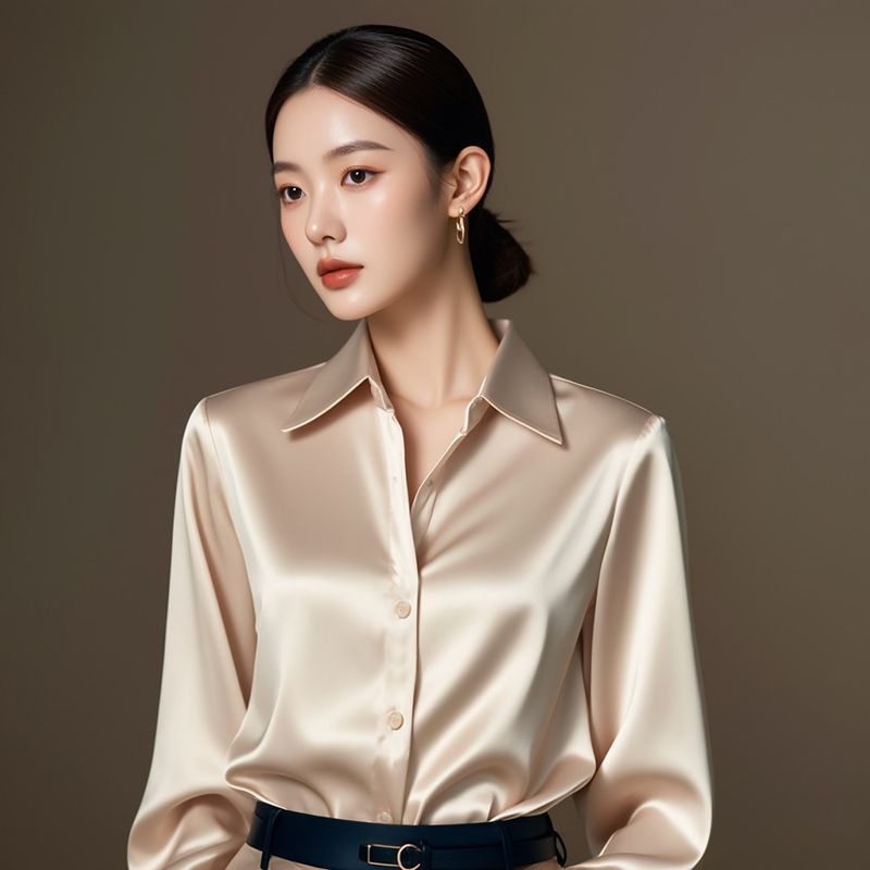 Summer Clothing Men 2025 - 2025 夏の女性のサテンシャツエレガントな無地長袖ブラウスオフィスレディボタンアップシャツトップ女性シャツブラウス秋