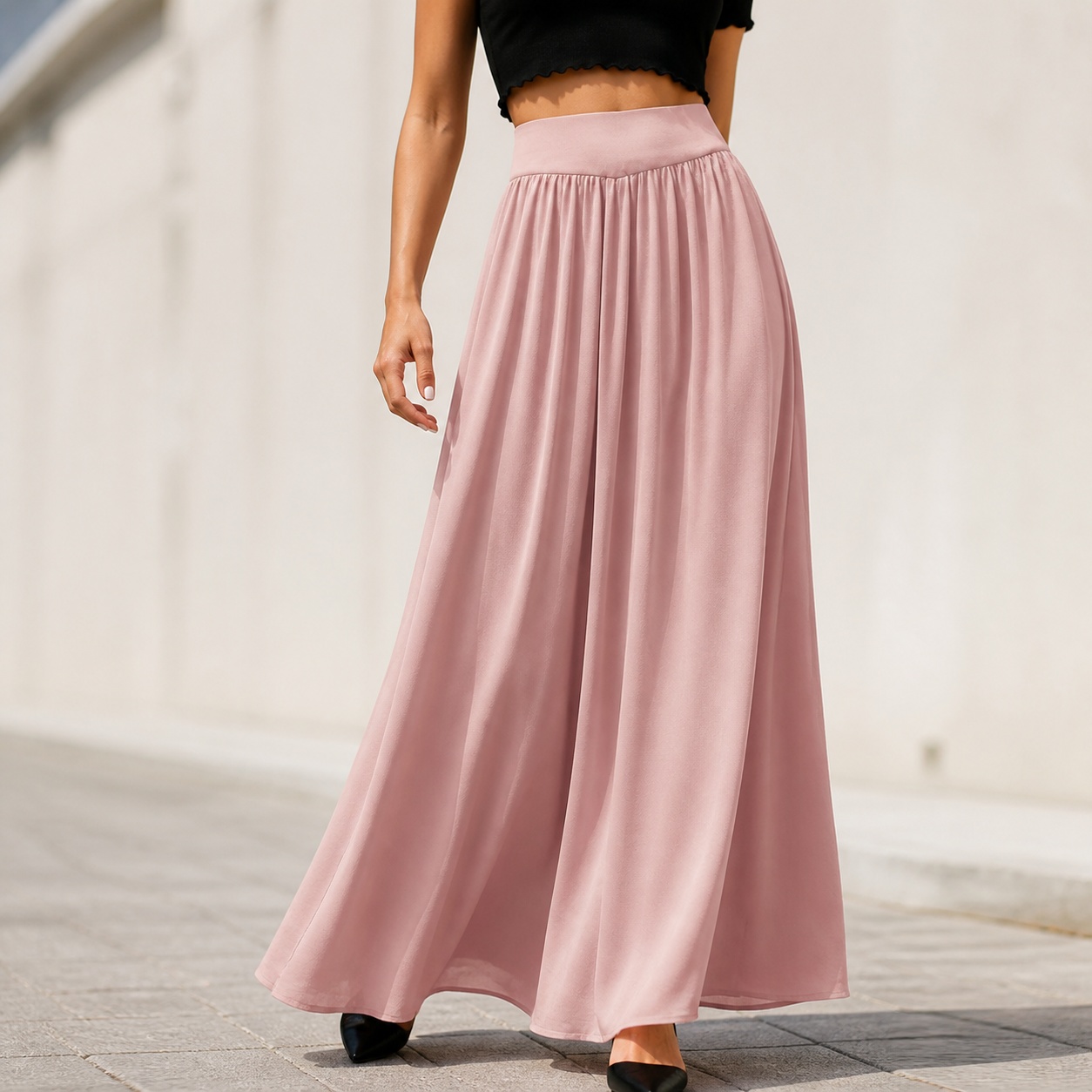 Summer Clothing Essentials Women - ハイウエストの軽量ロングパンツ（ポケット付き）- 女性用衣料品、婦人服、女性用服の必需品