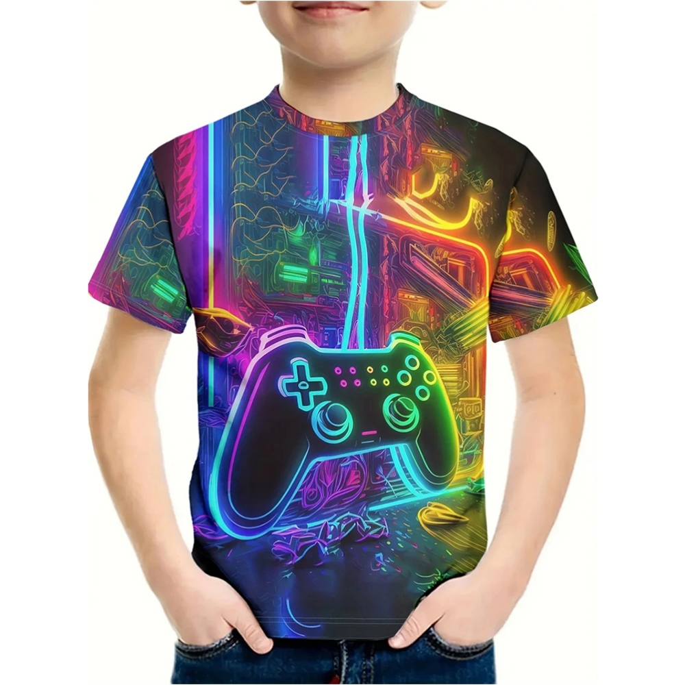 Tシャツ男の子用 3D プリントゲームパッド落書き男の子の  - Summer Clothing Drawing For Kids のレビューと価格