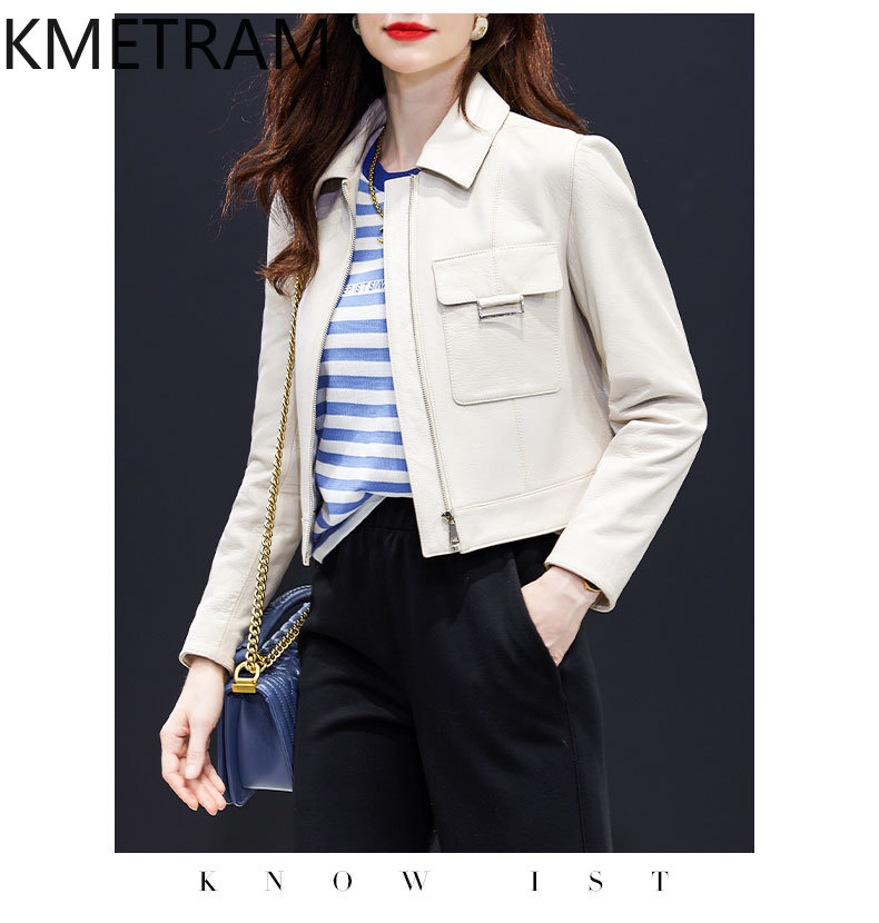本革ジャケット女性本物のシープスキンショートジャケット高品質 - Quality Summer Clothing For Women のレビューと価格