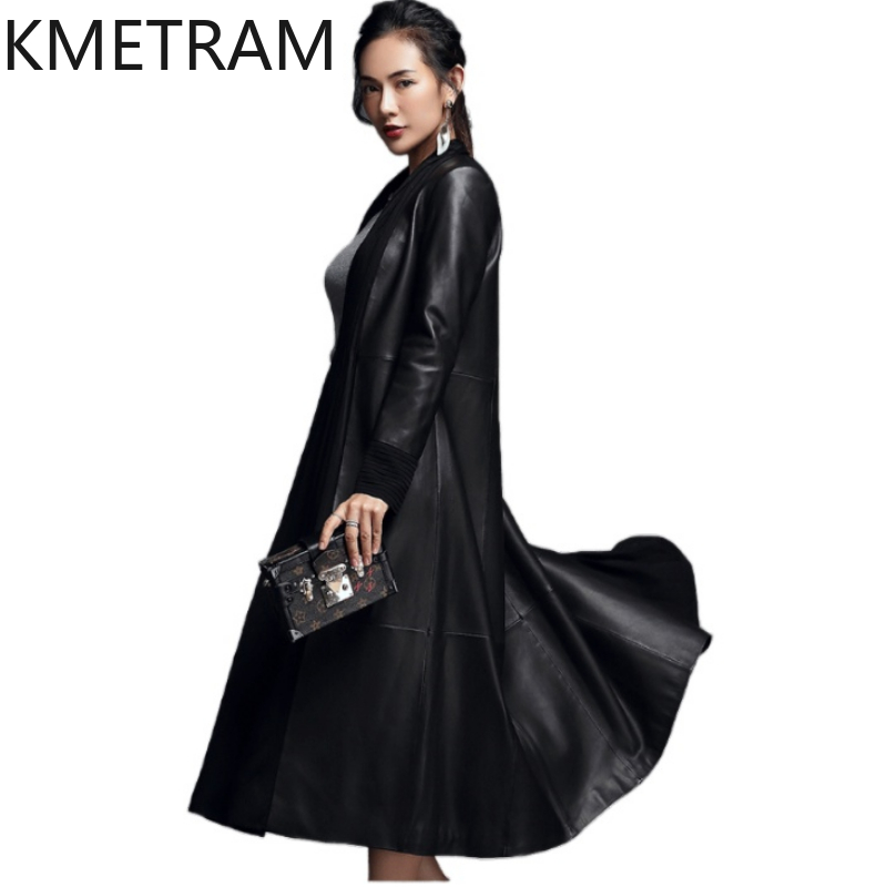 本革ジャケット女性リアルシープスキン黒ロングジャケット高品質 - Quality Summer Clothing For Women のレビューと価格