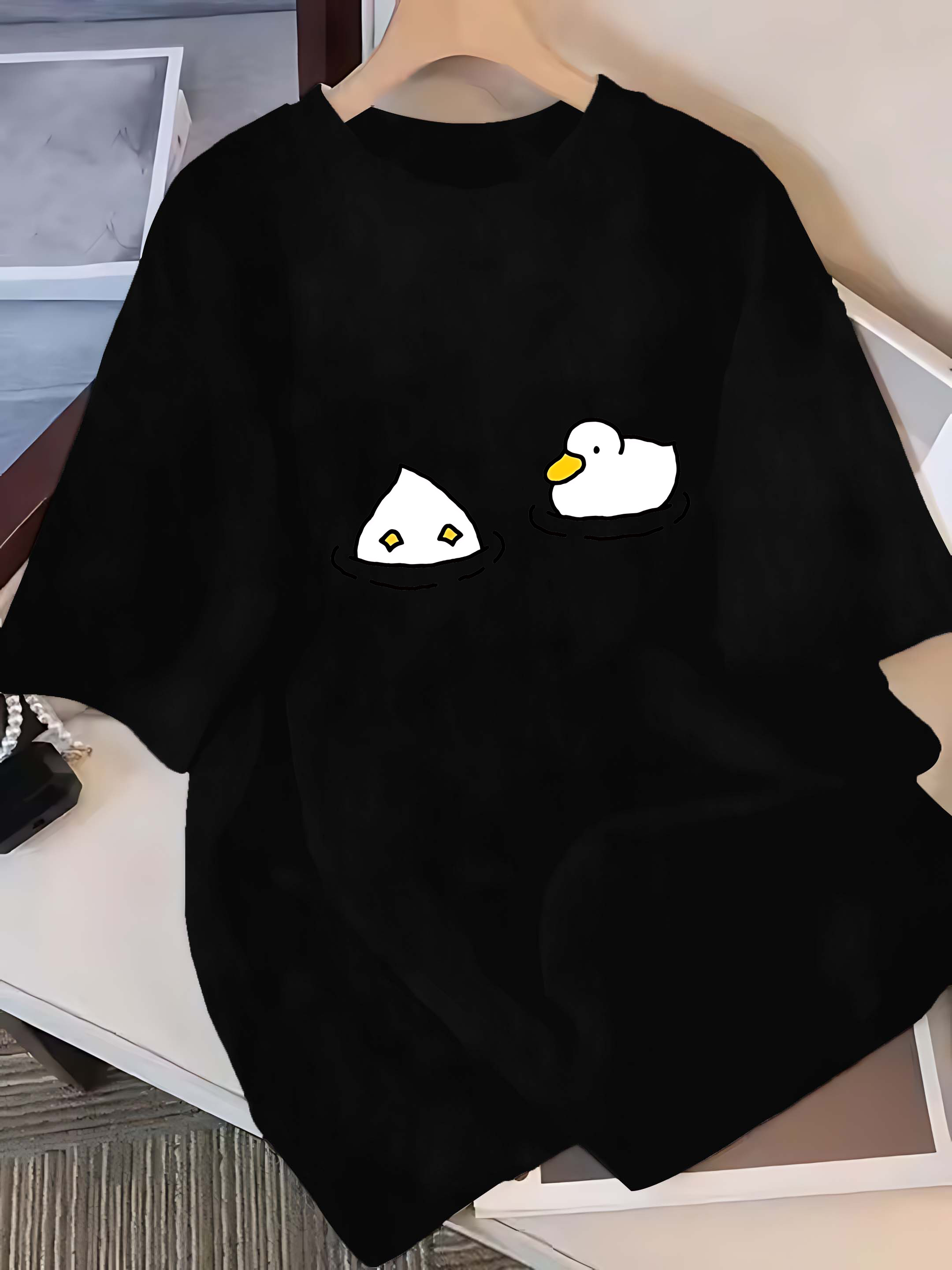 半袖 Tシャツ: かわいい漫画のアヒル柄の女性服ファッション - Summer Duck Clothing のレビューと価格