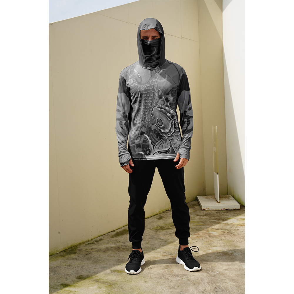 釣り用シャツ メンズ 日焼け防止 フード付きマスク 一体型  - Summer Clothing Men のレビューと価格