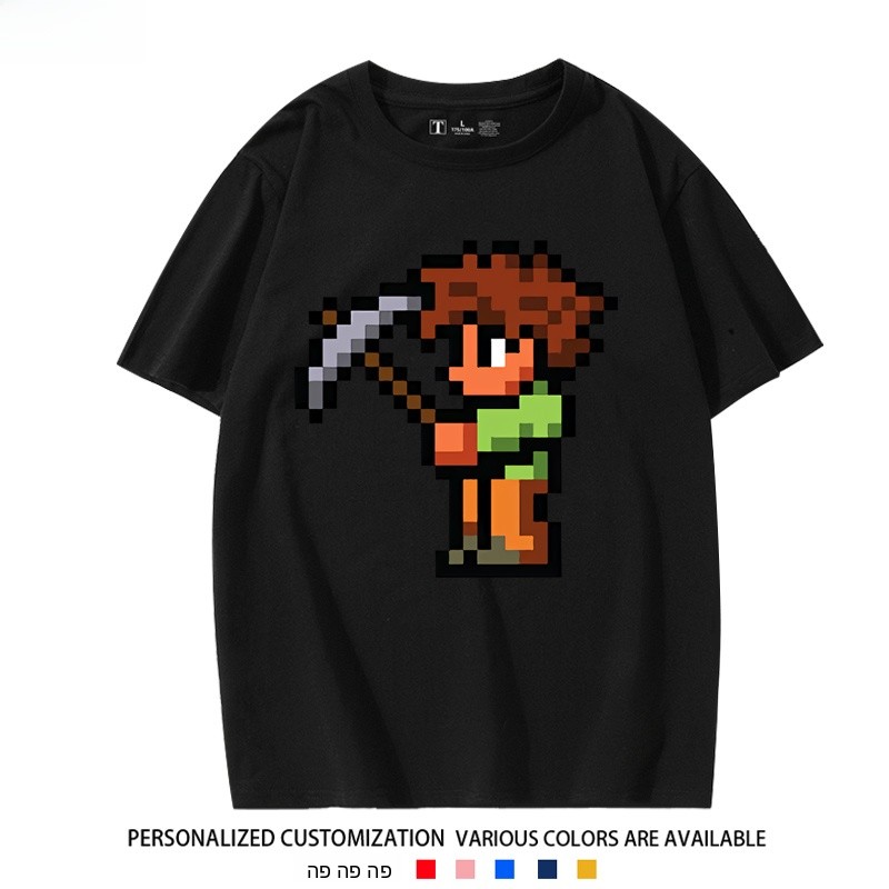 テラリアモザイクピクセルパターン半袖Tシャツ半袖夏ファッショ - Summer Clothing Staples のレビューと価格