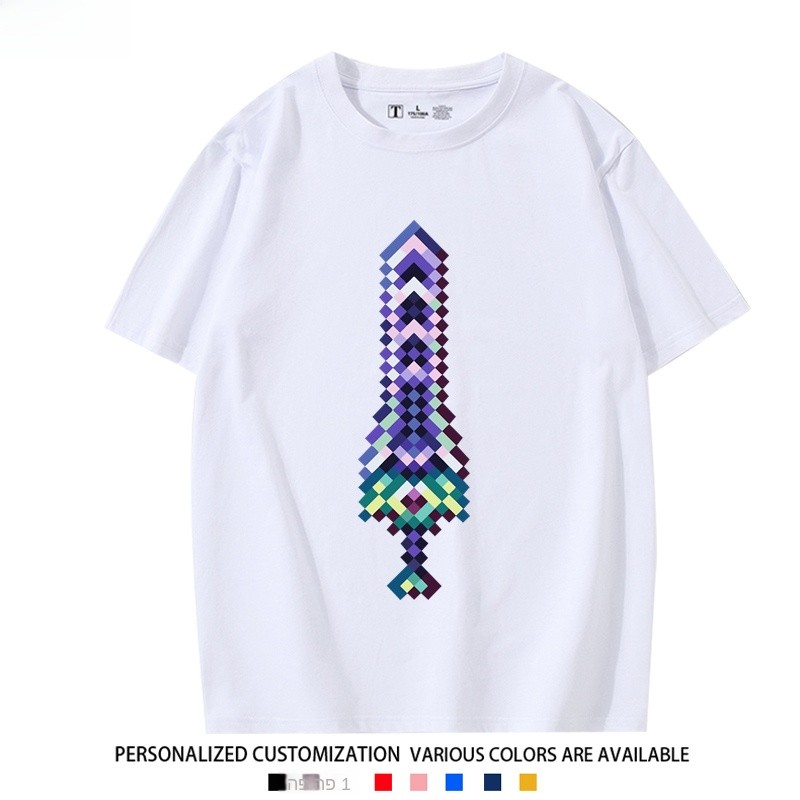 テラリアモザイクピクセルパターン半袖Tシャツ半袖夏ファッショ - Summer Clothing Staples のレビューと価格