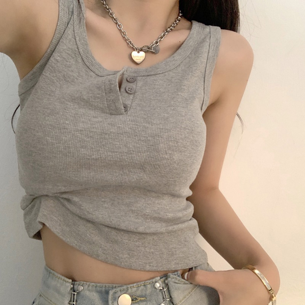 タンクトップ女性用リブボタンダウンノースリーブブラウスソリッ - Summer Zara のレビューと価格
