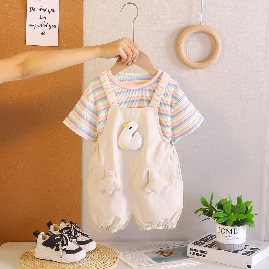 幼児女の赤ちゃん服セット子供幼児ストライプ Tシャツ + ド - Summer Duck Clothing のレビューと価格