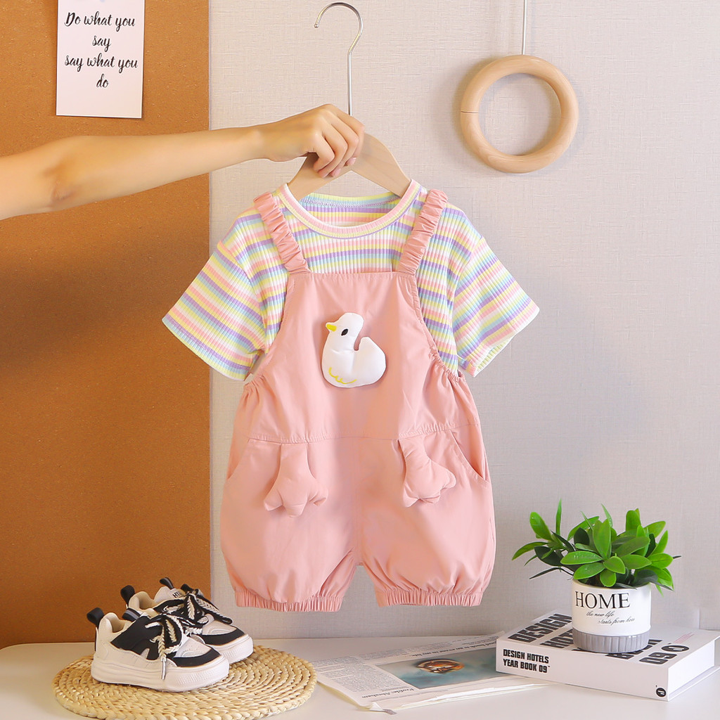 幼児女の赤ちゃん服セット子供幼児ストライプ Tシャツ + ド - Summer Duck Clothing のレビューと価格