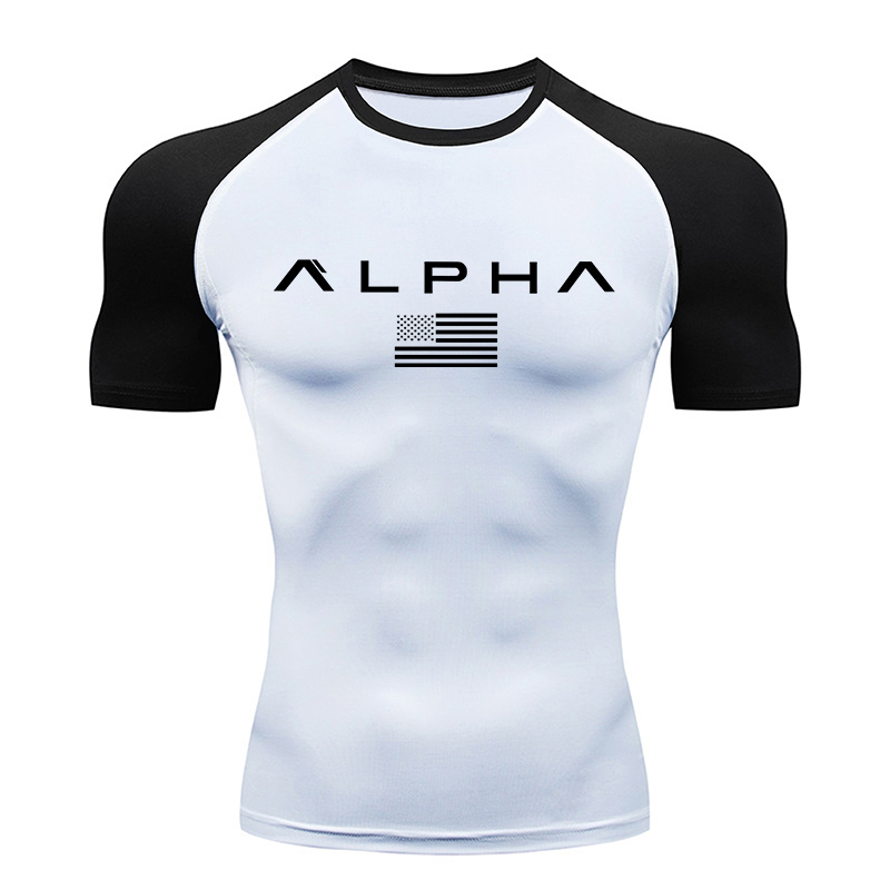 アメリカ国旗プリント半袖コンプレッションシャツ男性用アスレチ - Summer Gym Clothing のレビューと価格