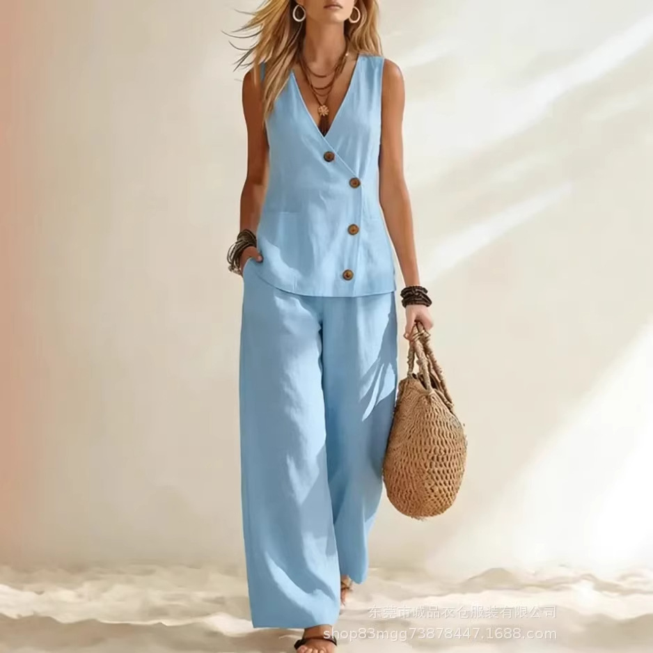 ファッションディープ V ネックノースリーブ女性夏のズボンス - Summer Zara のレビューと価格