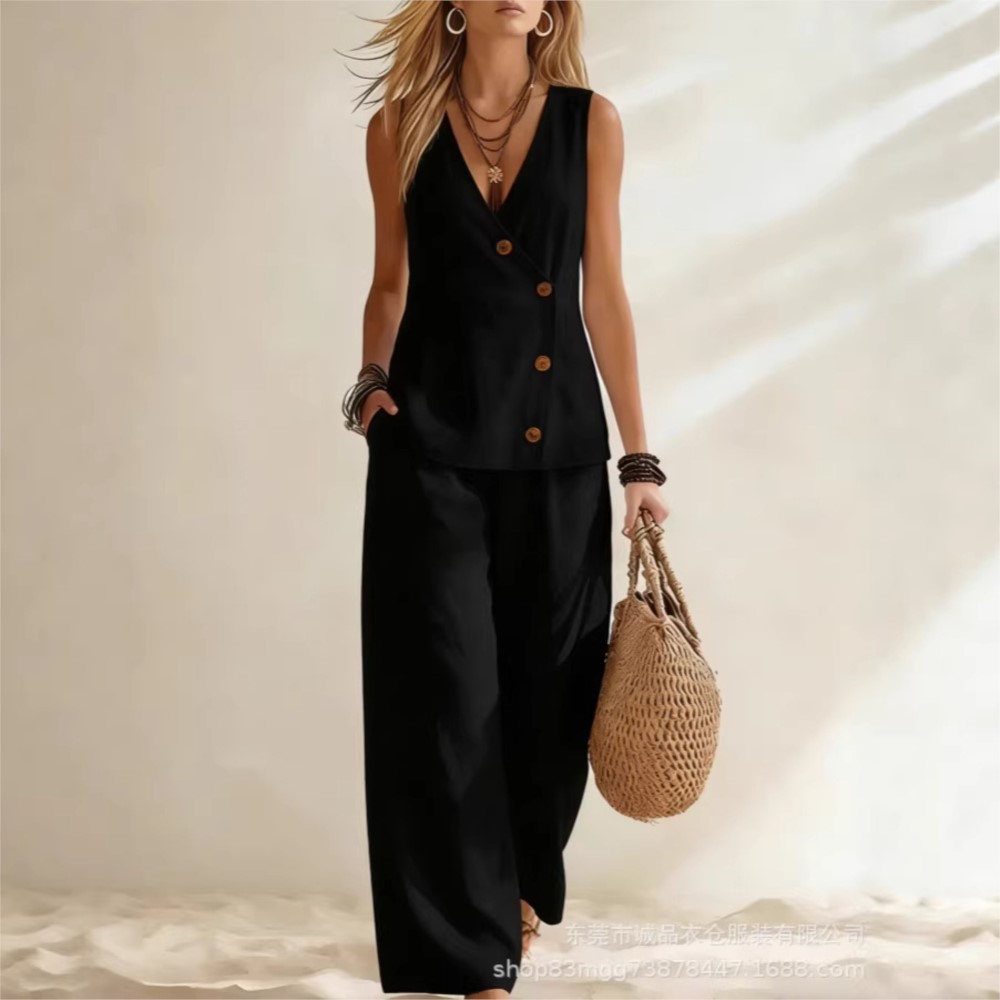 ファッションディープ V ネックノースリーブ女性夏のズボンス - Summer Zara のレビューと価格