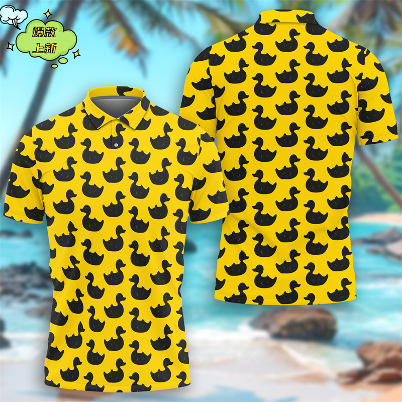 3D黄色いアヒルのプリントポロシャツ,面白いゴム製のアヒルの - Summer Duck Clothing のレビューと価格