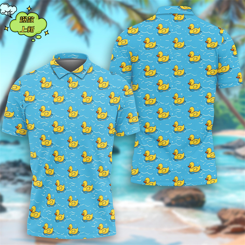 3D黄色いアヒルのプリントポロシャツ,面白いゴム製のアヒルの - Summer Duck Clothing のレビューと価格