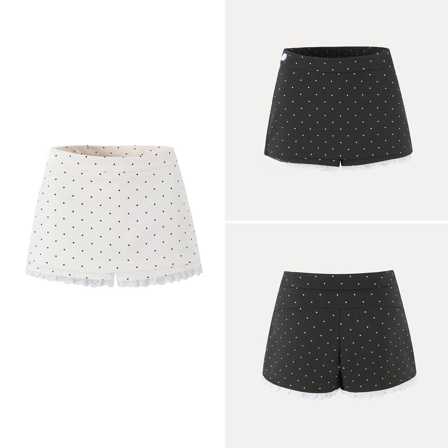 ファッショナブルな水玉模様のレース A ラインショートスカー - Summer Line Clothing Brand のレビューと価格