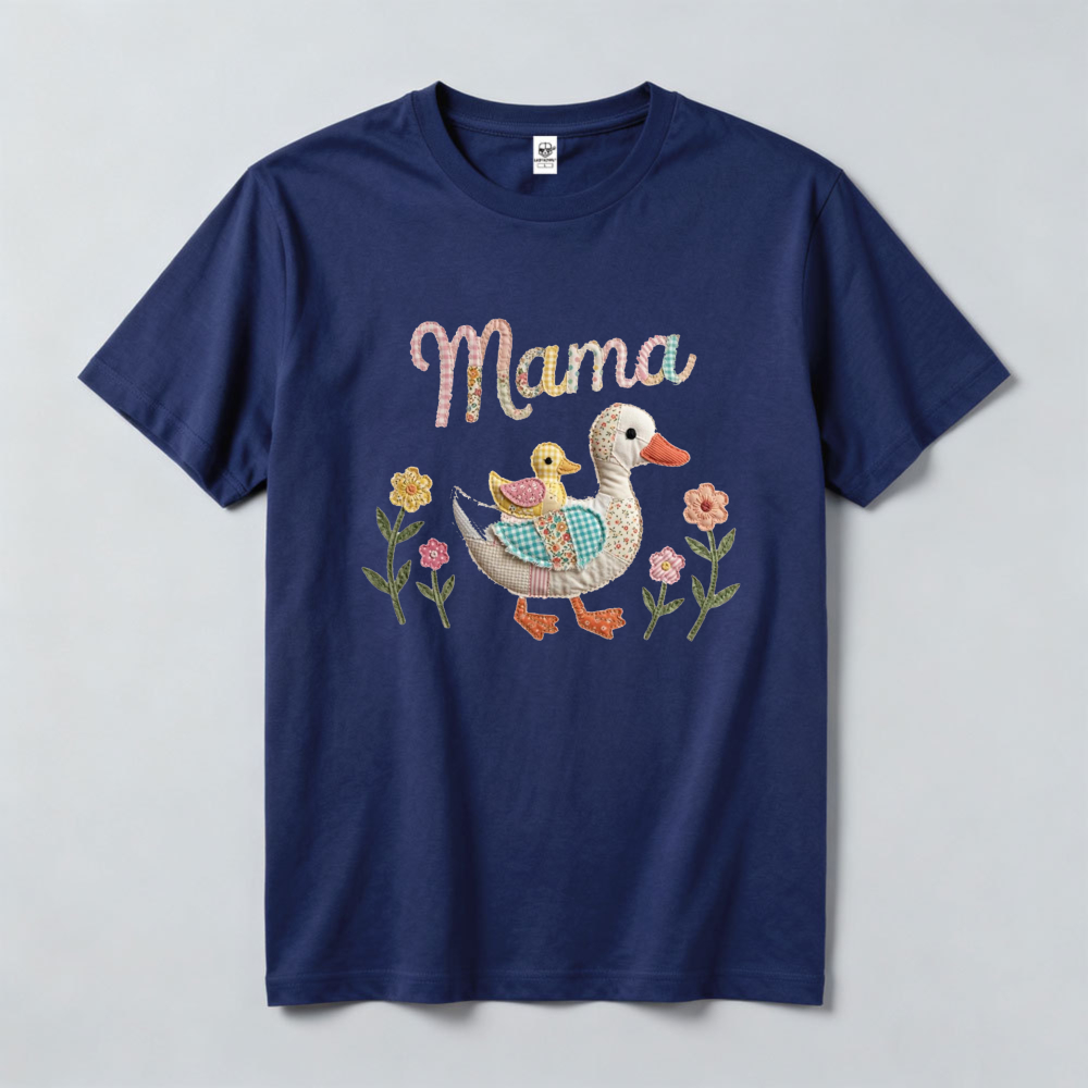 女性夏ママダックパッチワーク Tシャツカジュアルコットン半袖 - Summer Duck Clothing のレビューと価格