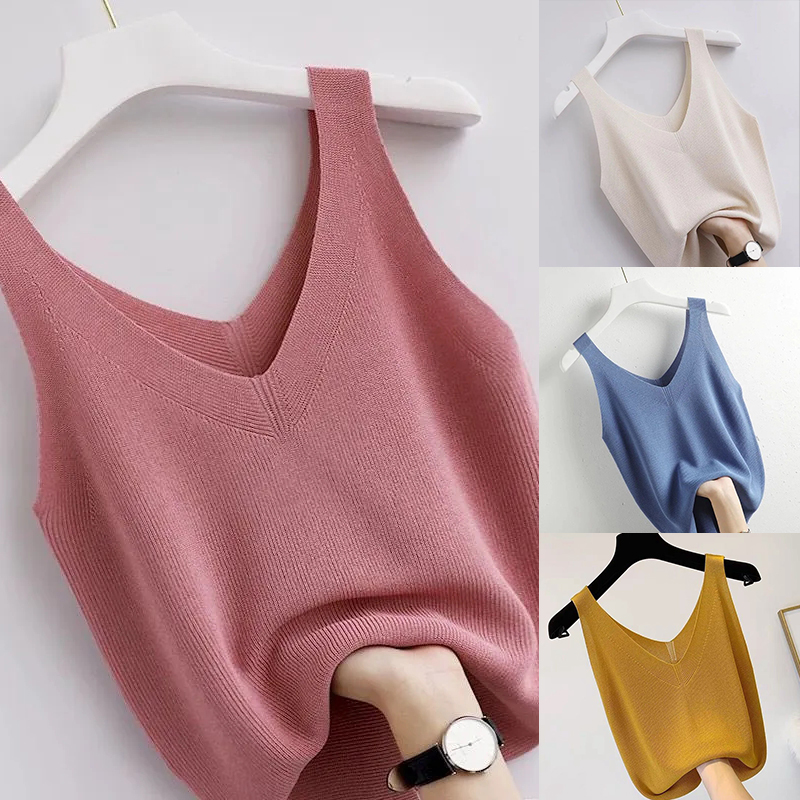 ニットヴィンテージタンクトップ V ネックノースリーブ美的ル - Summer Zara のレビューと価格
