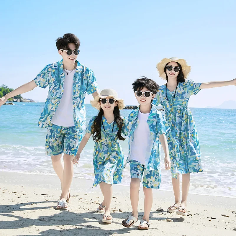 父息子シャツセット服夏休みルック家族服母親子マッチングビーチ - Summer Clothing Looks のレビューと価格