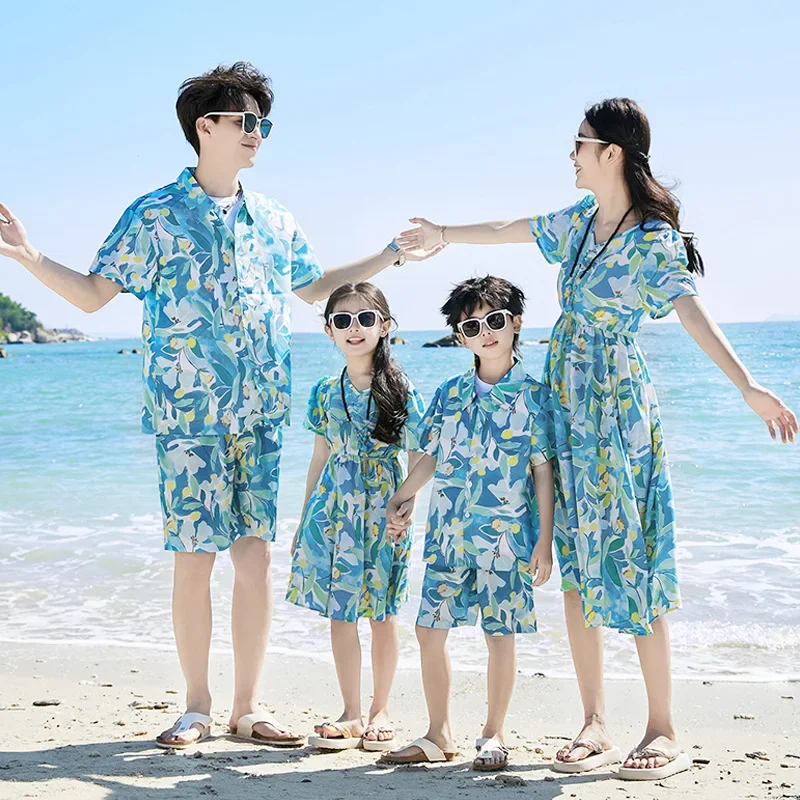 父息子シャツセット服夏休みルック家族服母親子マッチングビーチ - Summer Clothing Looks のレビューと価格