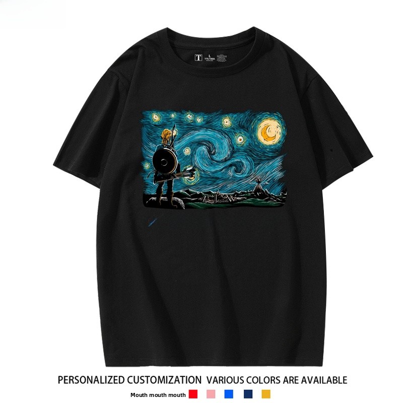   コラボレーション星月夜半袖ユニセックスコットン Tシャツ - Summer Clothing Staples のレビューと価格