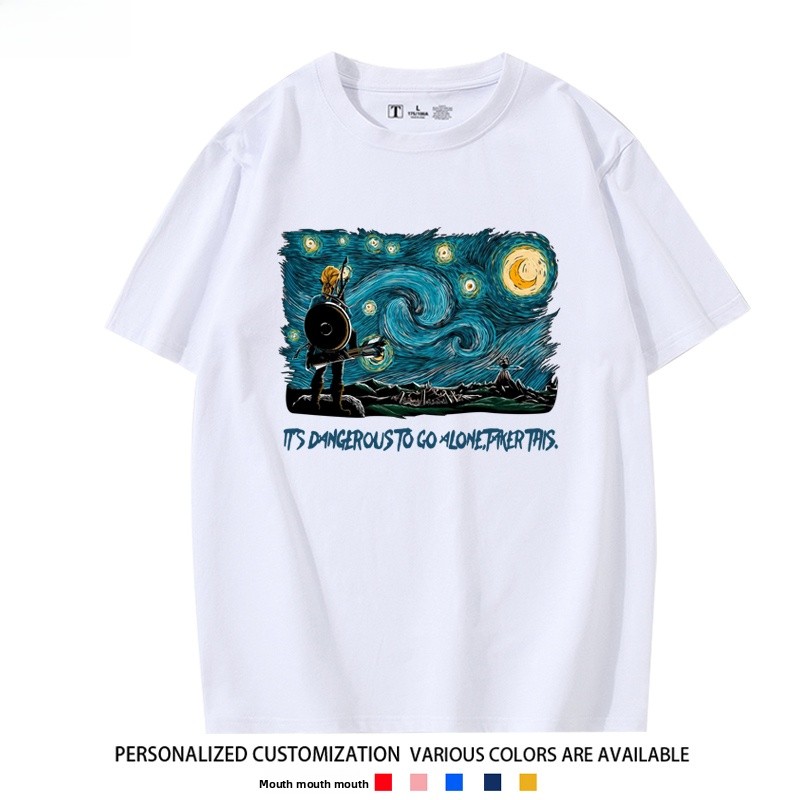   コラボレーション星月夜半袖ユニセックスコットン Tシャツ - Summer Clothing Staples のレビューと価格