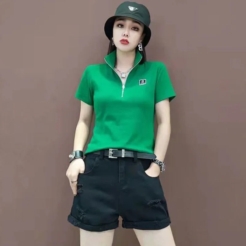 女性用半袖Tシャツ,グリーンポロシャツ,ホワイトトップス,韓 - Quality Summer Clothing For Women のレビューと価格