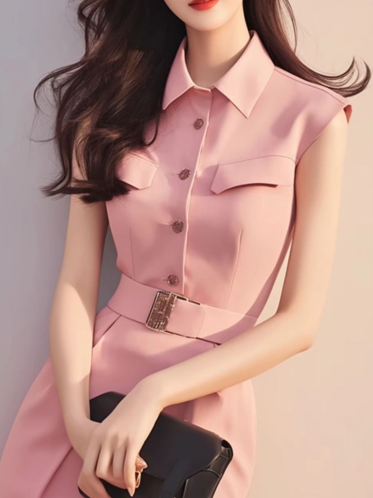 エレガントなピンクのロングドレス スタイリッシュなティーブレ - Summer Line Clothing Brand のレビューと価格