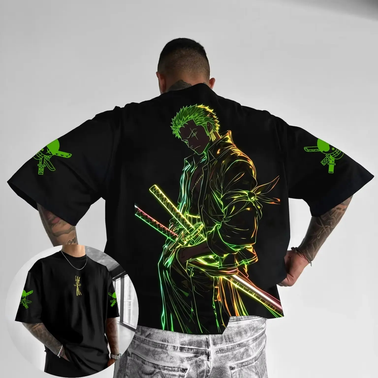 夏 Y2K アニメ ワンピース ゾロ グラフィック Tシャツ - Summer Clothing Men 2025 のレビューと価格